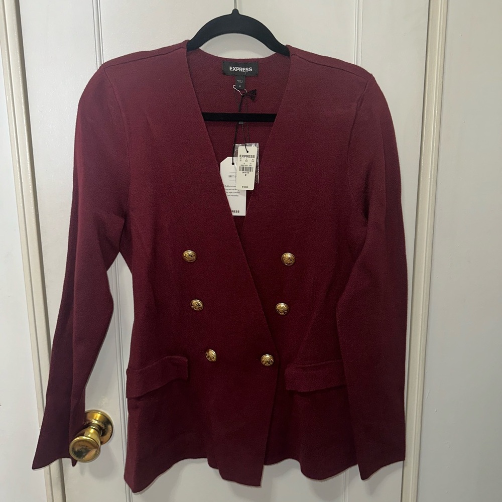 Express Novelty Buttons Knit Sweater Blazer